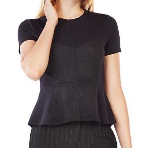 Faux Suede Peplum Top - Picture 2 of 4